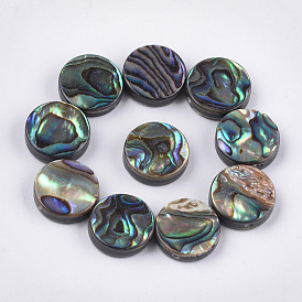Abalone shell / paua shell beads, plano y redondo