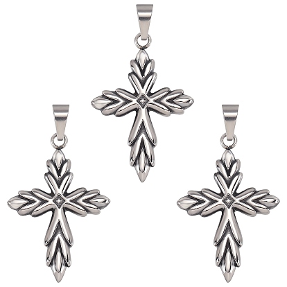3Stück Retro 316 chirurgischer Edelstahl Kreuz Gothic Anhänger