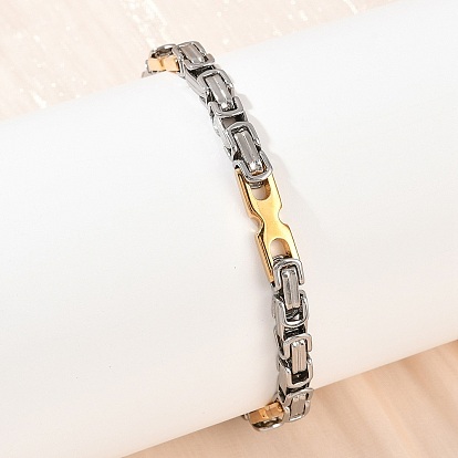 201 Браслеты-цепочки византийского образца из нержавеющей стали для женщин, с 304 застежкой из нержавеющей стали, ионное покрытие (ip)
