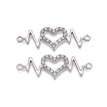 Alloy Rhinestone Links Connectors, Heart