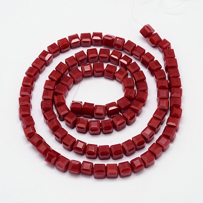 Faceted Cube Glass Bead Strands, Dyed