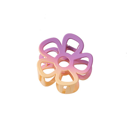 Hollow Flower Shape Gradient Baking Painted Plastic Claw Hair Clips, Hair Accessories for Women Girl