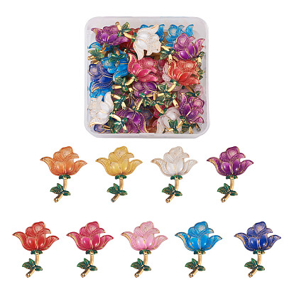 День Святого Валентина тема, прозрачные акриловые соединители звеньев, с гальваническим дном, роза