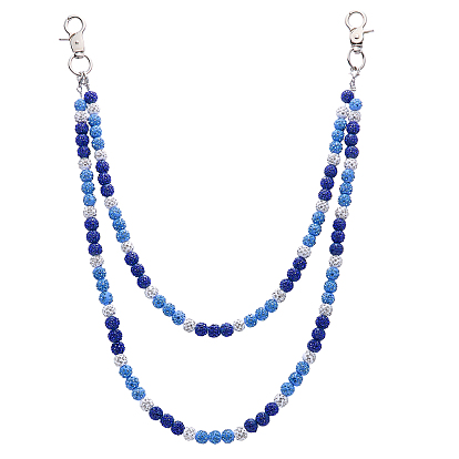 Цепочки из полимерной глины и стразов ручной работы для джинсовых брюк, Сплав с застежками когтя омара, платина