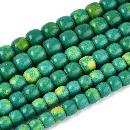 Синтетических нитей бирюзовые бусы, баррель, окрашенные