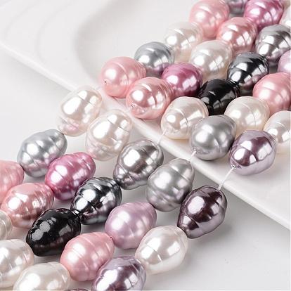Shell Pearl Bead Strands, Grade A, Barrel, 23x17mm, Hole: 1mm, about 17pcs/strand, 15.15 inch