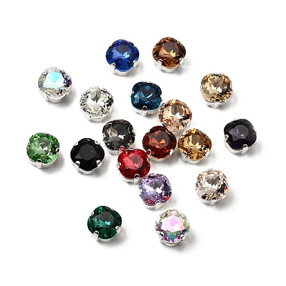 Шить на горный хрусталь, стекло горный хрусталь, сокре, с платиновыми латунными зубцами