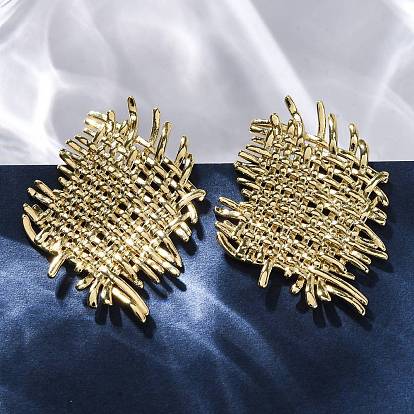 Плетеные ромбовидные серьги-гвоздики из латуни, без свинца и без кадмия, долговечный, стойки покрытие