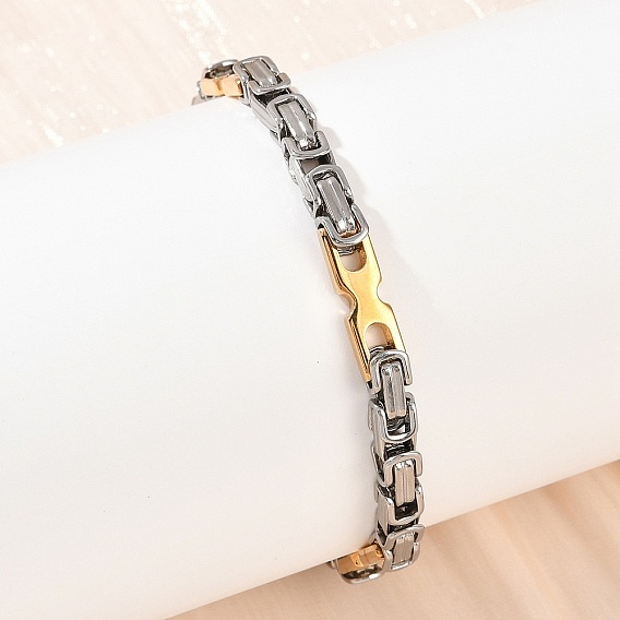 201 Браслеты-цепочки византийского образца из нержавеющей стали для женщин, с 304 застежкой из нержавеющей стали, ионное покрытие (ip)