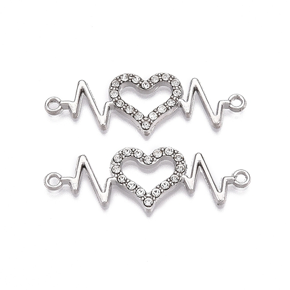 Alloy Rhinestone Links Connectors, Heart