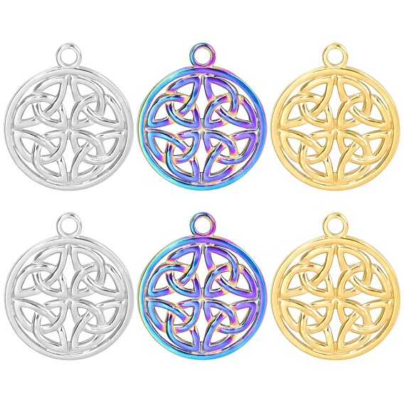 201 подвески из нержавеющей стали, полый, плоские круглые с подвесками в виде троичного узла