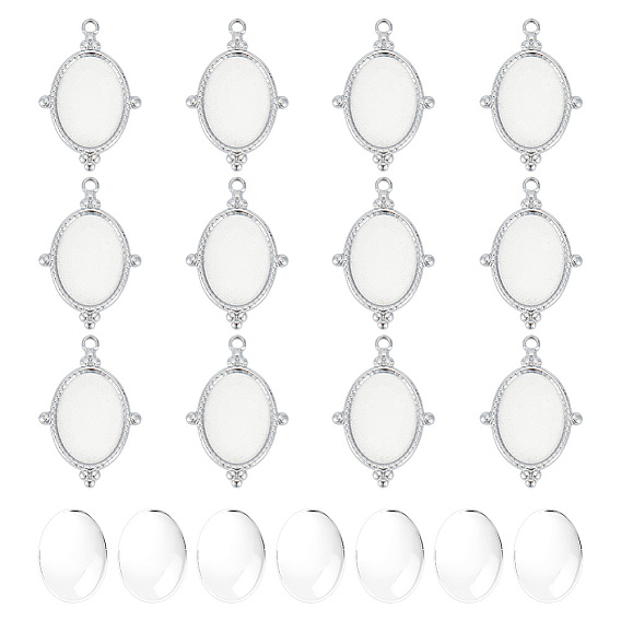 Набор для самостоятельного изготовления овального кулона, в том числе 304 подвеска из нержавеющей стали с кабошоном, Кабошоны из стекла