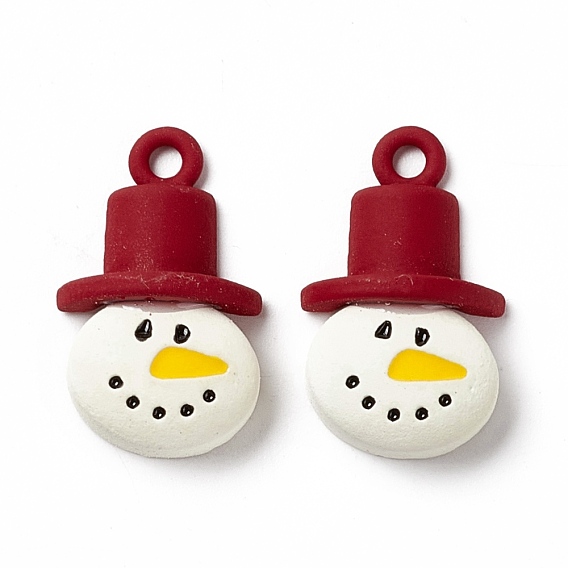 Christmas Theme Spray Painted Alloy Enamel Pendants, Snowman