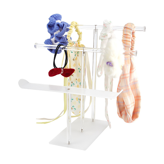 3-ярусная акриловая подставка для ободков для волос, подвесной органайзер для украшений с Т-образной планкой