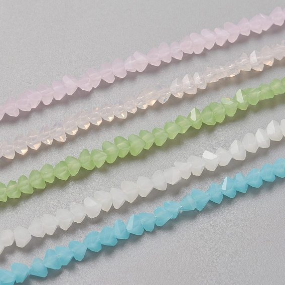 Glasperlen Stränge, Nachahmung Jade Glas, facettiert, Vieleck