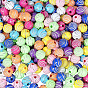 400Pcs Plating Acrylic Beads, Metal Enlaced, Round