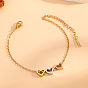 304 Bracelets à breloques tricolores en acier inoxydable pour femmes, couleur or rose et or et acier inoxydable