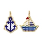 Nautical Glass Seed Beaded Pendants, Anchor & Sailboat Charms