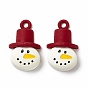 Christmas Theme Spray Painted Alloy Enamel Pendants, Snowman