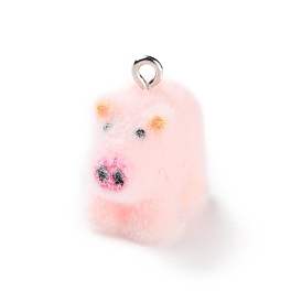 Flocky Resin Pendants, Pig