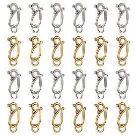 30pcs 2 couleurs fermoirs à crochet et œil de style tibétain, avec des anneaux de saut