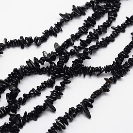 Puces naturelles perles de tourmaline noire brins, 3~8x3~12x3~5mm, Trou: 1mm, environ 32 pouce