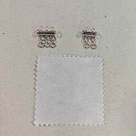 2Pcs 925 Sterling Silver Magnetic Slide Lock Clasps, with Spring Ring Clasps, Necklace Layering Clasps