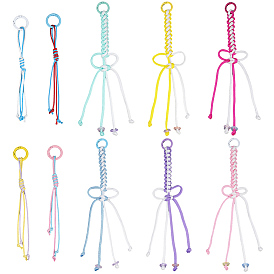 2Bags 2 Styles Korean Waxed Polyester Cord Pendant Decorations, Spray Painted Alloy Spring Gate Rings for Bag Ornaments