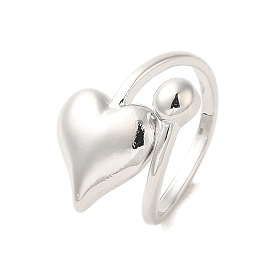 Heart & Round Brass Cuff Rings for Women