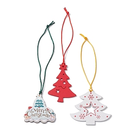 Christmas Wood Christmas Tree Pendant Decorations, Nylon Thread Hanging Ornaments