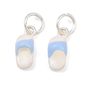 Alloy with Light Sky Blue Enamel Charms, Slipper Charms, Long-Lasting Plated, Rack Plating