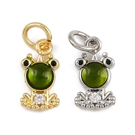 Латунные микро проложить кубического циркония подвески, лягушки, с эмалью, с целью перехода в кольце, стойки покрытие, долговечный, без свинца и без кадмия