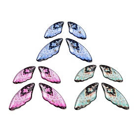 4 шт 4 стили прозрачные подвески из эпоксидной смолы, крыло, с пайетками и золотой фольгой