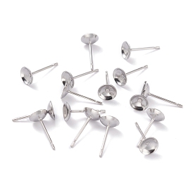 304 Stainless Steel Stud Earring Settings, Cone