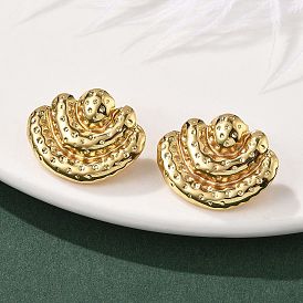 304 серьги-гвоздики из нержавеющей стали для женщин, вентилятор, ионное покрытие (ip)