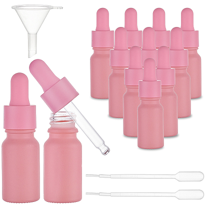 Empty Portable Frosted Glass Dropper Bottles, Fine Mist Atomizer, with Rubber Extrusion Head, PP Dust Cap, Refillable Bottle