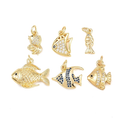Латунные микро проложить кубического циркония подвески, без кадмия и без свинца, реальный 18 k позолоченный, рыбы прелести