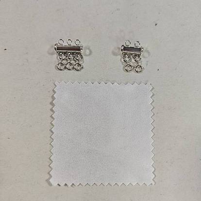 2Pcs 925 Sterling Silver Magnetic Slide Lock Clasps, with Spring Ring Clasps, Necklace Layering Clasps