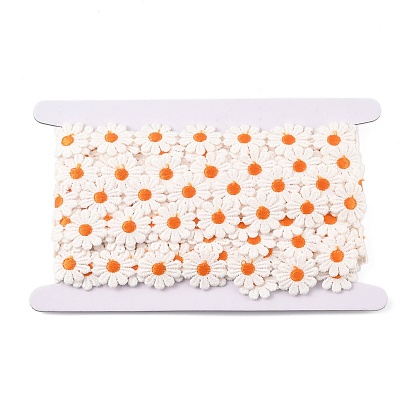 Rubans de polyester, marguerite, accessoires du vêtement, avec des bobines en plastique