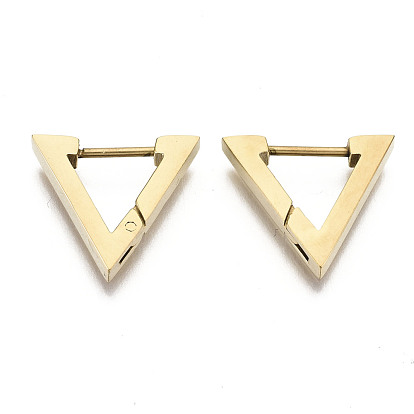 304 Stainless Steel Huggie Hoop Earrings, Triangle