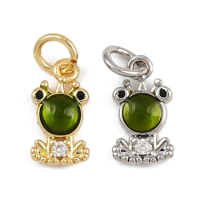 Латунные микро проложить кубического циркония подвески, лягушки, с эмалью, с целью перехода в кольце, стойки покрытие, долговечный, без свинца и без кадмия