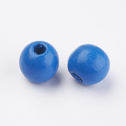 Natural Wood European Beads, Dyed, Round