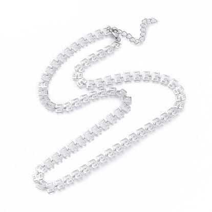 304 Stainless Steel Link Chain Necklaces, with Lobster Claw Clasps, Mixed Shapes
