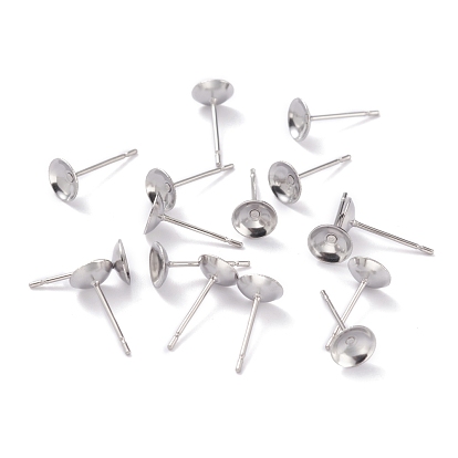 304 Stainless Steel Stud Earring Settings, Cone