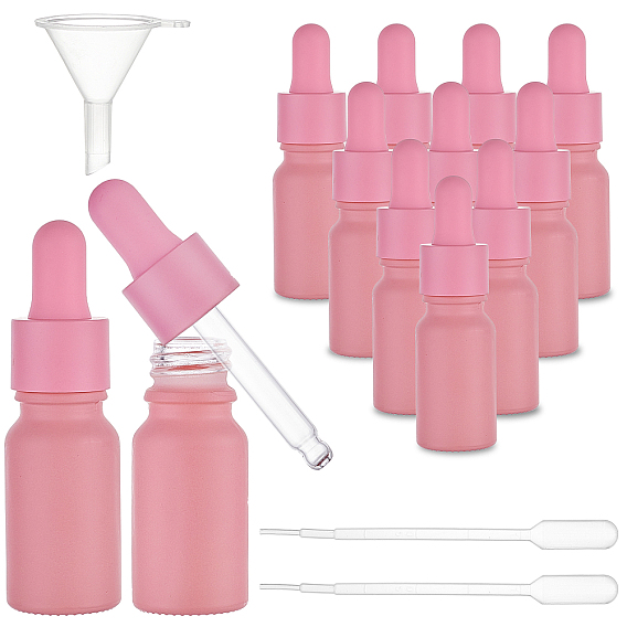 Empty Portable Frosted Glass Dropper Bottles, Fine Mist Atomizer, with Rubber Extrusion Head, PP Dust Cap, Refillable Bottle