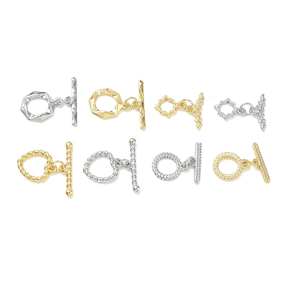 Brass Toggle Clasps, Rack Plating, Long-Lasting Plated, Lead Free & Cadmium Free, Real 18K Gold Plated/Platinum