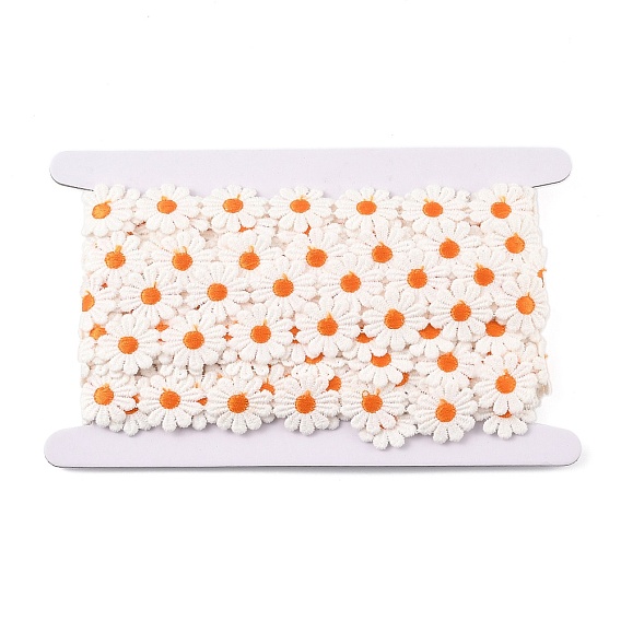 Polyester Ribbons, Daisy, Garment Accessories, with Plastic Spools