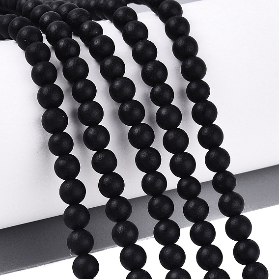 Природные пряди черный камень шарик, круглые