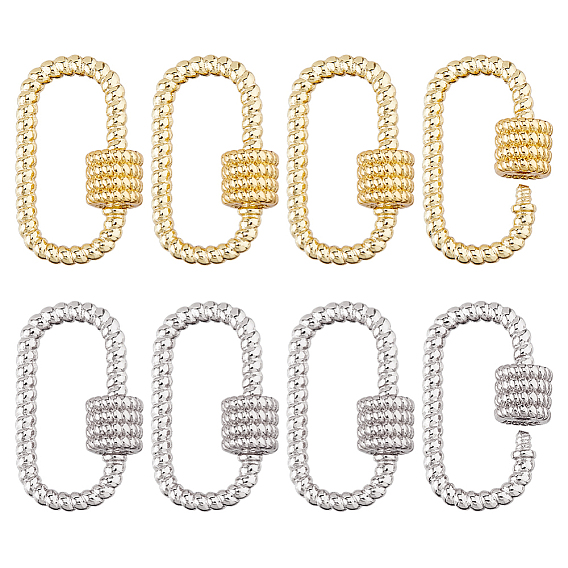 8 шт. 2 цвета латунный винтовой карабин, подвески с замком, для изготовления ожерелий, быстрые ссылки, овальные