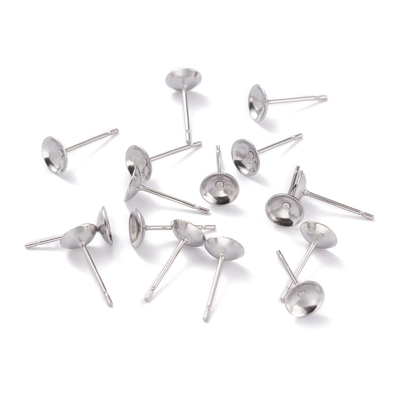 304 Stainless Steel Stud Earring Settings, Cone